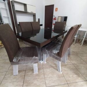 Mesa de Vidro 6 cadeiras