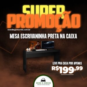 Mesa escrivaninha preta na caixa