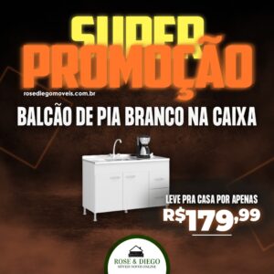 Balcão de pia branco na caixa