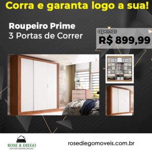 Roupeiro Prime 3 Portas de Correr
